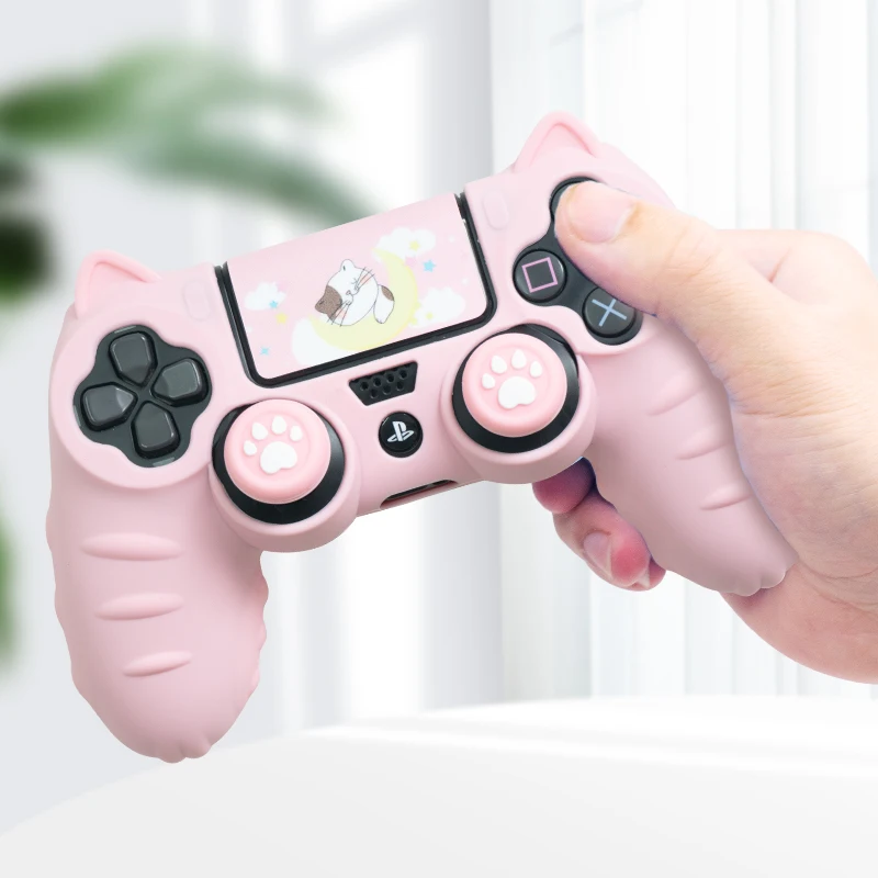 Cat Paw Silicone Soft Protector Sticker Skin For Sony Dualshock 4 DS4 PS4 Slim Pro Controller Case Thumb Stick Grip Cap Cover - Image 2