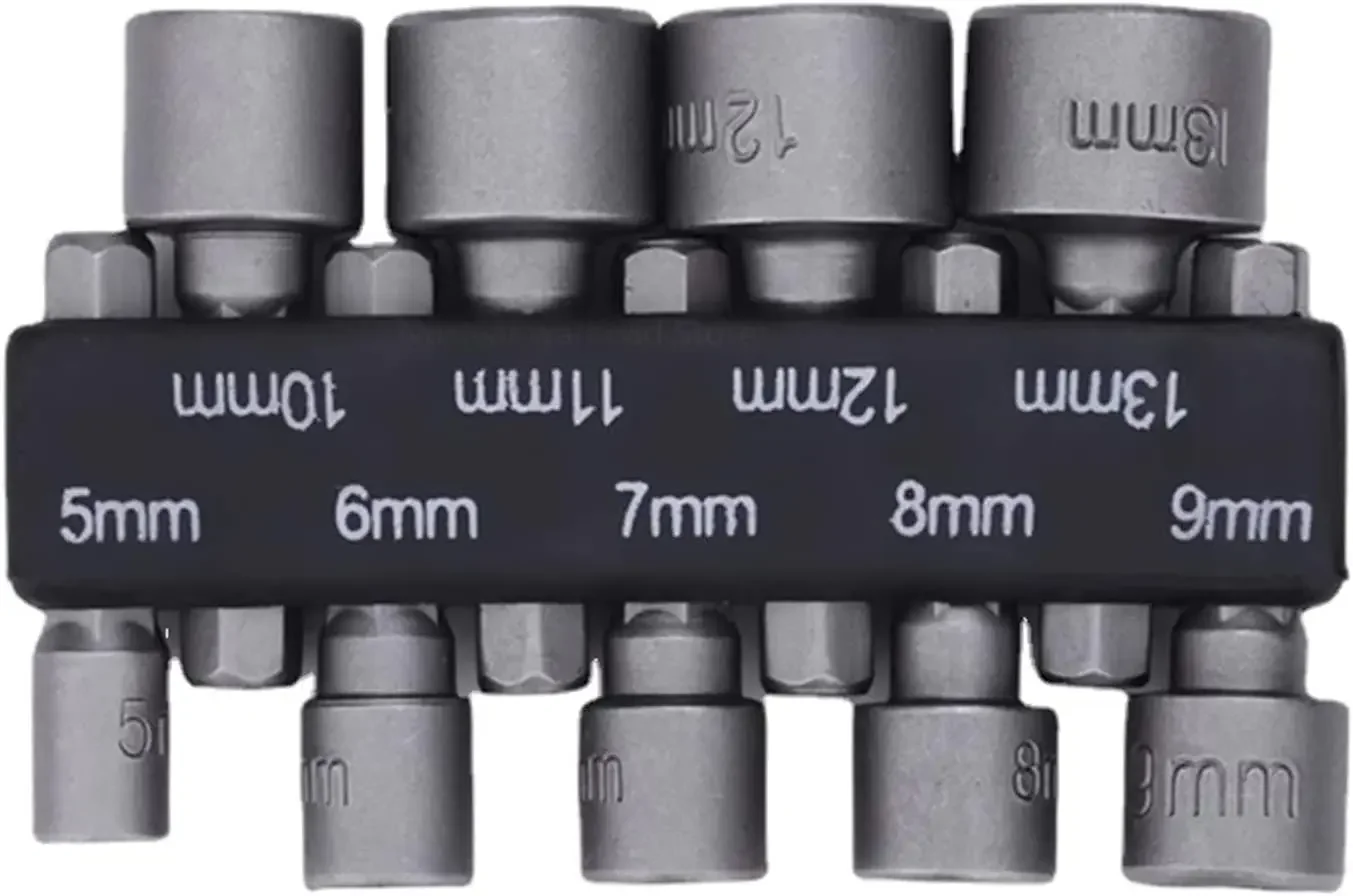 9Pcs 5-13mm Hex Socket Nut Driver Bits 1/4