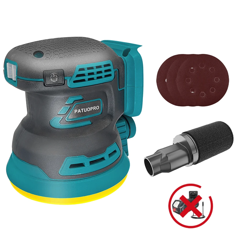 125mm Brushless Random Orbital Electric Sander Wood Grinder Polishing Grinding Sanding Machine 3 Speed For Makita 18V Battery(No