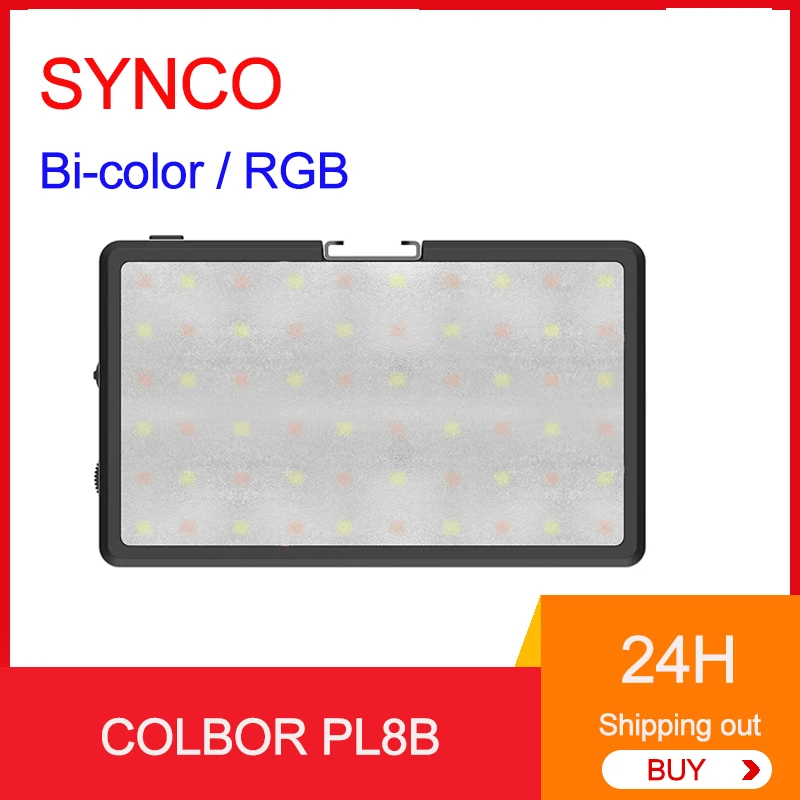 Synco Colbor PL8B Bi-color RGB LED Video Light Camera Light Full Color Rechargeable 5000mAh Dimmable 2500-9000K Panel Light