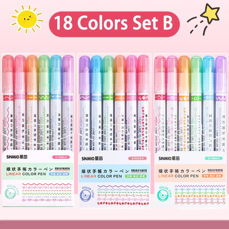 Imagem -05 - Flower Line Shape Highlighter Pen Dica do Rolo Curva Liner Marker Papelaria Kawaii Coreano Material de Escritório Escolar 24 Pcs Pcs Pcs Pcs