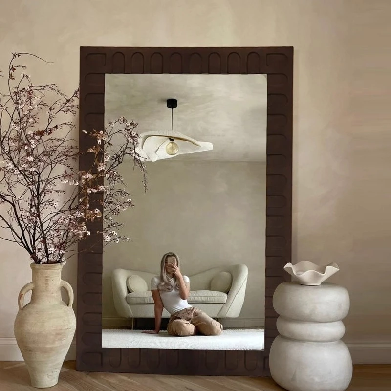 

Mid century retro Full-body mirror Modern high-end elegant design floor mirrors living room bedroom whole body mirror large