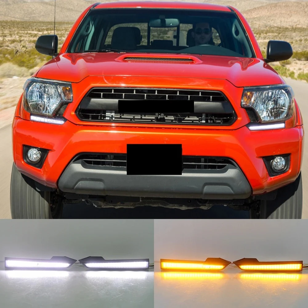 Car LED Daytime Running Light For Toyota Tacoma 2005 - 2015 DRL Fog Lamp with Dynamic turn signal Fog Light