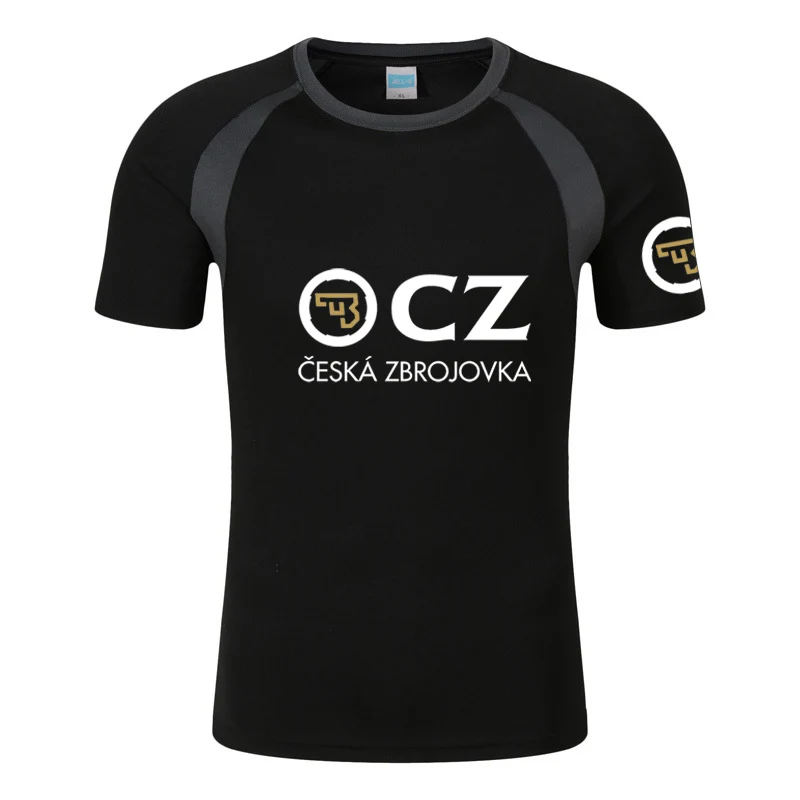 2023 New CZ Logo Solid Color Personality Classic T Shirt Summer Men's Ceska Zbrojovka Print Cotton Round Neck Trend Short-Sleeve