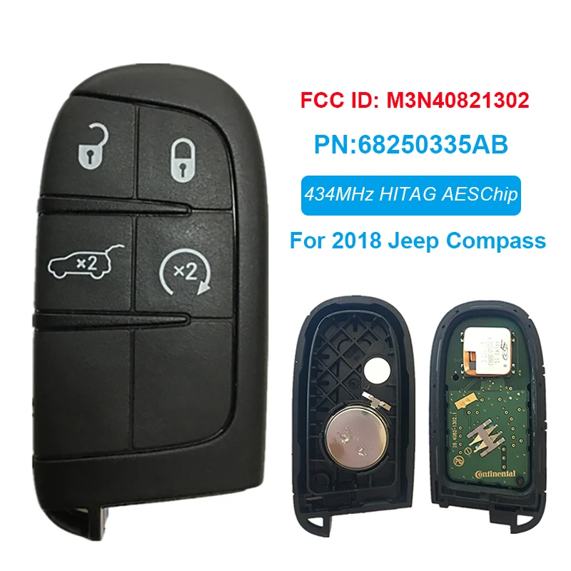 CN086029 For Jeep Compass 2018 4A Remote Original Remote Key With 433Mhz AES Chip PN 68250335AB FCCid M3N40821302