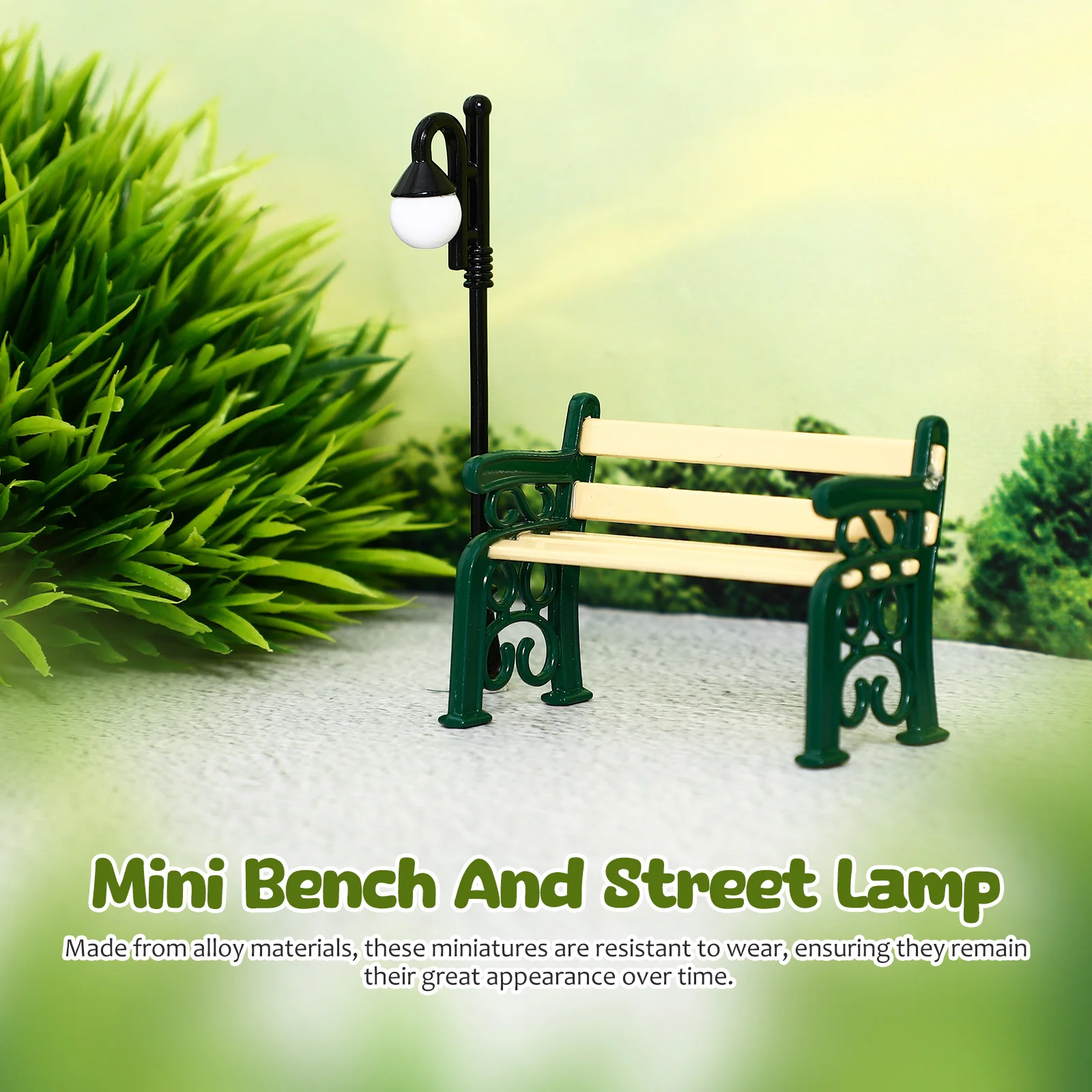 Park Mini Bench Furniture Christmas Miniature Garden Model Chair Decor Dollhouse Lights Baby