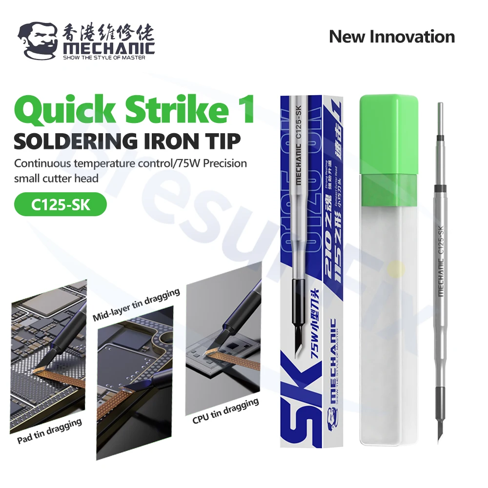 

MECHANIC C125-SK Quick Strike 1 Precision Soldering Tip 75W for Mobile Repair Soldering Pads Mid-Layer CPU Desoldering Tool