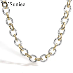 YYSuniee 18K Gold Plated Twisted Cable Wire Link Chain Necklaces for Women Inspired Designer David Two Toned Jewelry