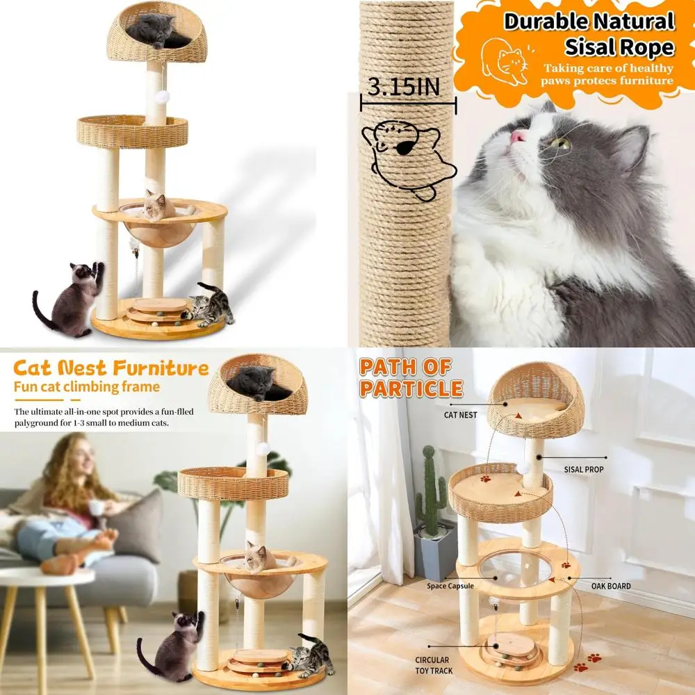 

Eco-Friendly Multi-Cat Tree with Durable Wooden Scratching Posts