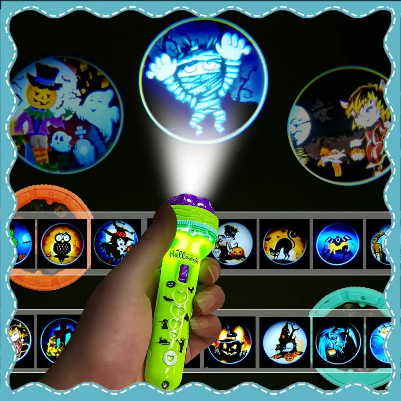 Halloween Flashlight Projector Kid, Halloween Projector Lights 24 Different Pattern Pumpkin Ghost Theme Images Projection To
