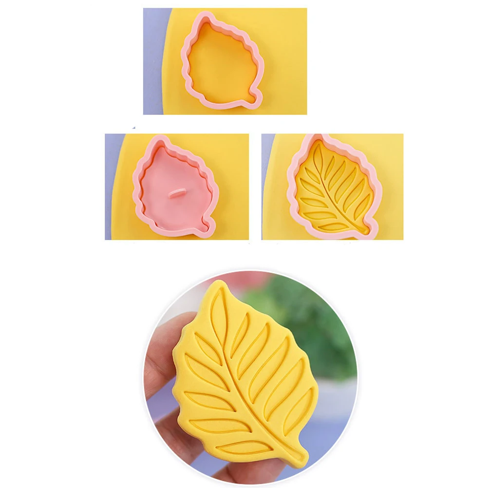 Tropical Leaves Cookie Cutters Set 8pcs Biscuit Cutter DIY Cookie Stamps Mold Plastic 3D Pressable Kitchen Baking Supplies