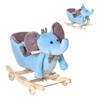Homcom Rocking Horse with Elephant Shape Wheels 60X35X45 cm Blue
