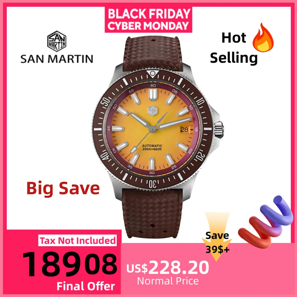 

San Martin 40 мм NH35 Автоматические мужские часы для дайвинга 3H Сетчатый браслет с датой и сапфировым стеклом 20 бар BGW-X1 Синие светящиеся модные SN0118-1