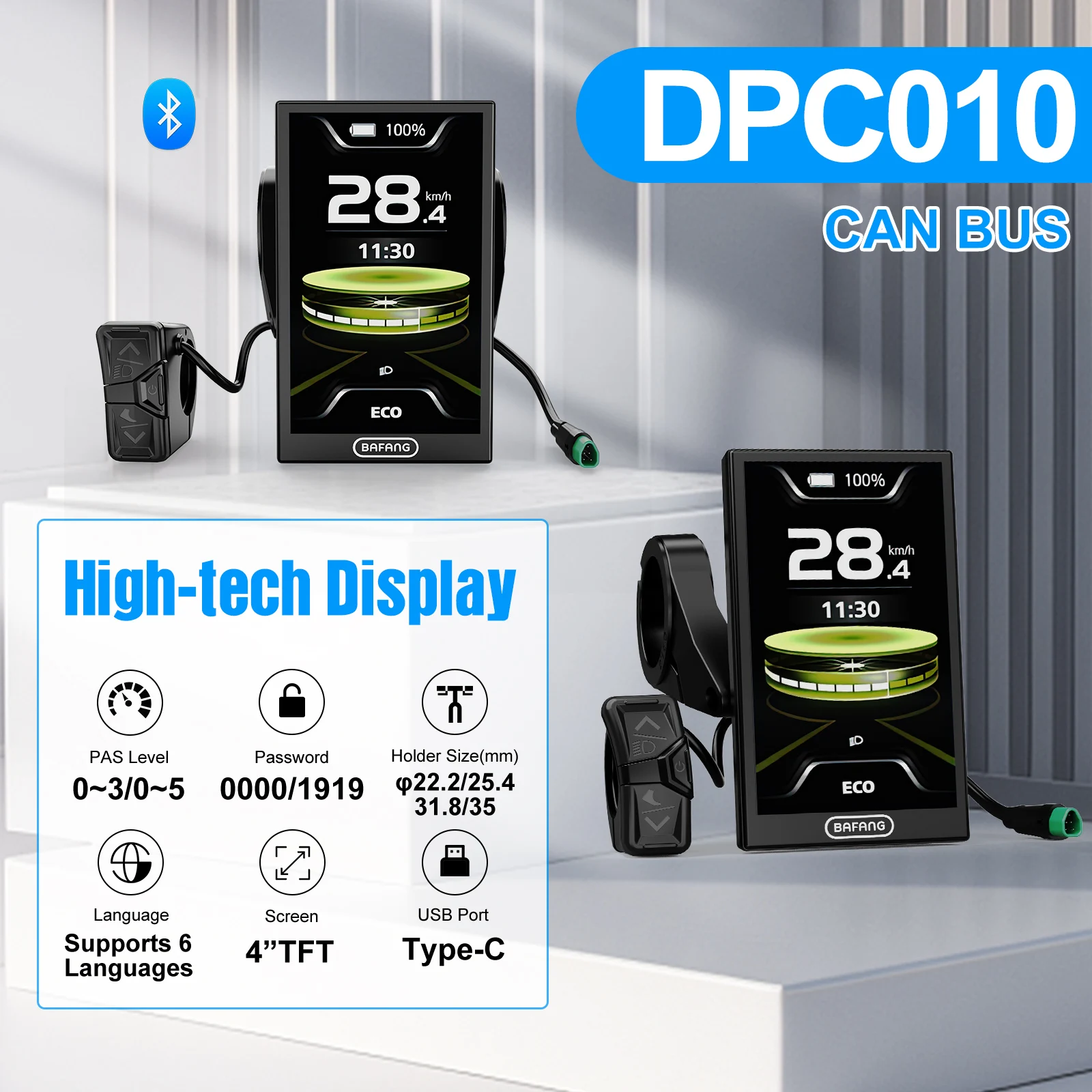 BAFANG KAN Display Elektrische Fietscomputer DPC010 VD618 EKD01 Bluetooth Bafang KAN BUS Protocol Motoren 5Pin Mannelijke Ebike Conversie