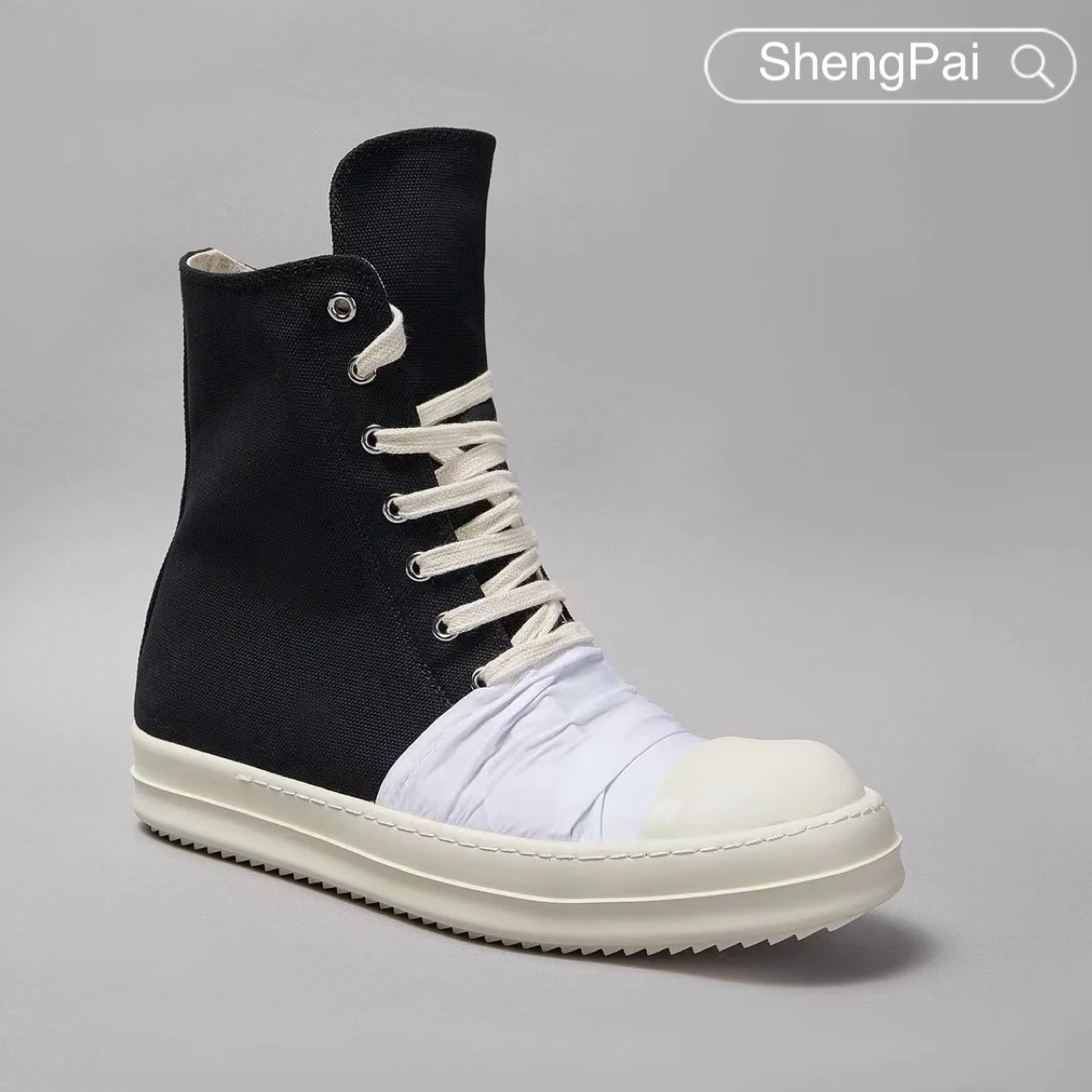 

Brand Casual Shoes High Top Sneakers Unisex Black Canvas White Drapery Lace Up Zip Gothic Punk Streetwear Fashion Designer Shoes