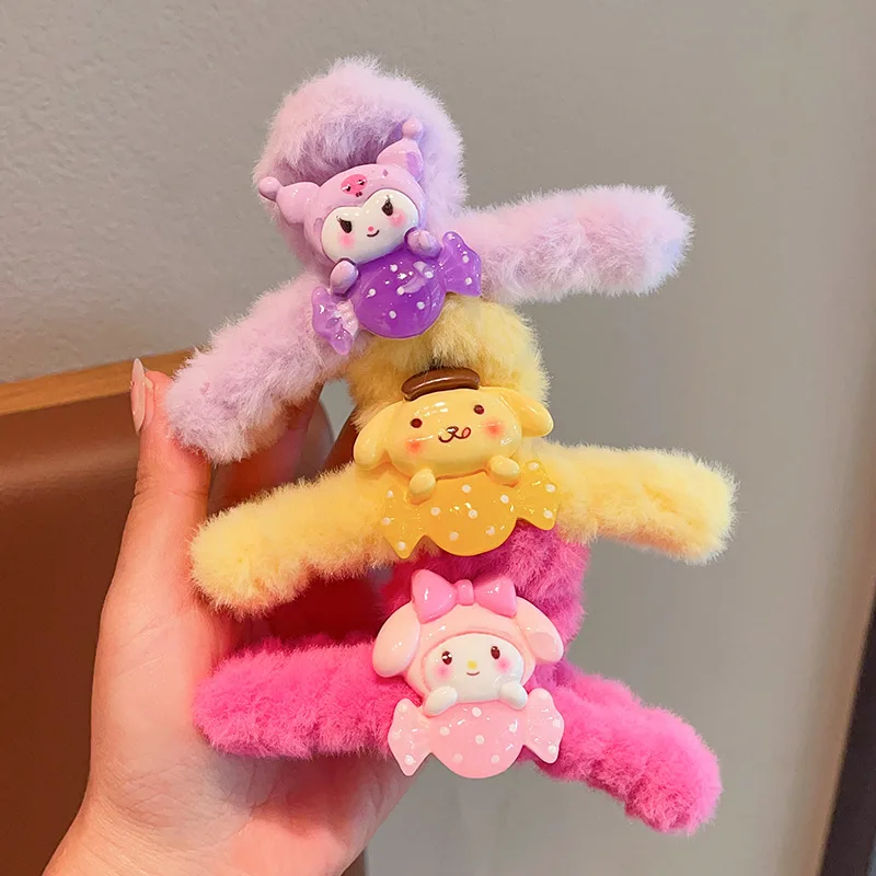 

Sanrio children's plush scratch clip fall and winter models girls back of the head plate hair shark clip girls clip