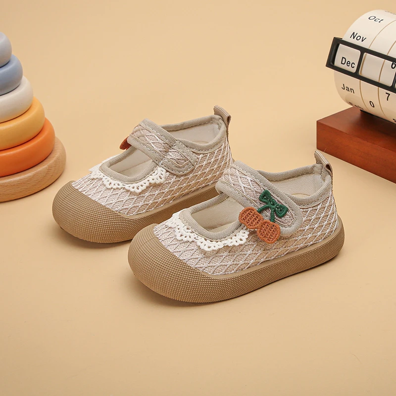 Baby Flache Schuhe Kirsch-Mesh Kleinkind Freizeitschuhe Weiche Sohle 2026 Sommer Neue Kinder Mädchen Prinzessin Modeschuhe Trendy Rutschfest – Detail 5