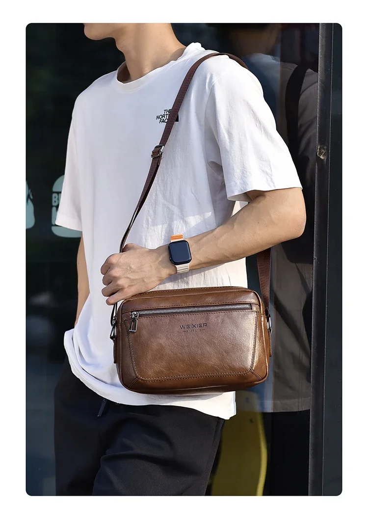 Brand Casual Solid Men Crossbody Bag Messenger Bags PU Leather Handbags Shoulder bags Male Business Messenger Diagonal Chest bag