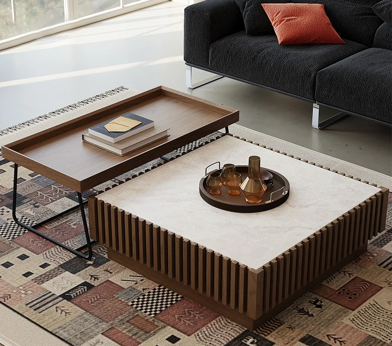 

Italian minimalist Chinese antique walnut coffee table combination household living room