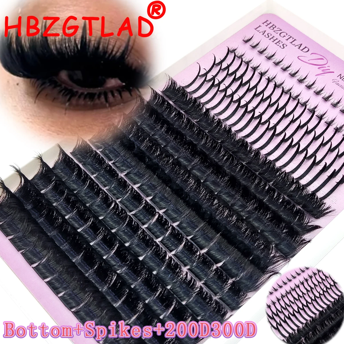 300D-60D Bottom&Spiky Lashes Clusters Volume Individual Lashes Cluster Extensions Spikes Lashes Clusters DIY Fairy/Manga Eyelash