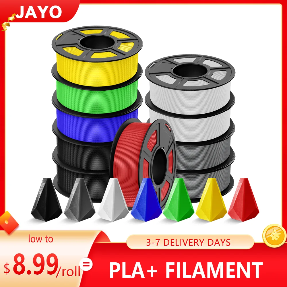 

JAYO 10 Rolls PLA Plus/Clear Printer Filament 1.75mm +/- 0.02 mm PLA+ Neatly Wound Good Toughness Colorful Printer Filaments