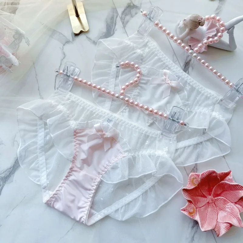 المرأة مثير شبكة القوس سراويل شفافة القوس لطيف جميل سويتي الأميرة نمط مرونة الملابس الداخلية كشكش حافة تنفس Breifs