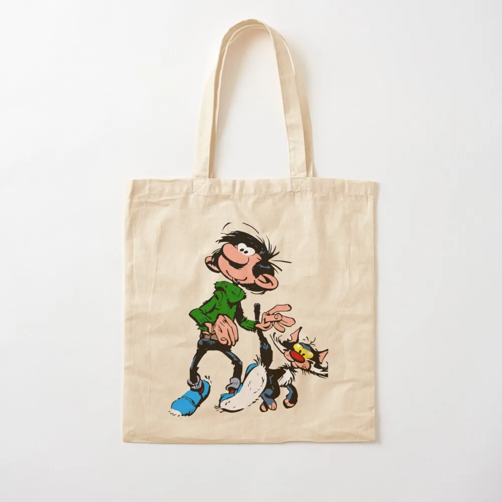 Gaston Lagaffe Movie Cartoon Color Big Ben walking with cat Tote Bag reusable shopping bags eco bag folding