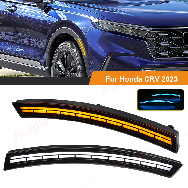 3 Functions LED Side Marker Light For Honda CRV 2023 2024 Car Front Wheel Eyebrow Lamp Streamer Fender Light Super Bright 12V