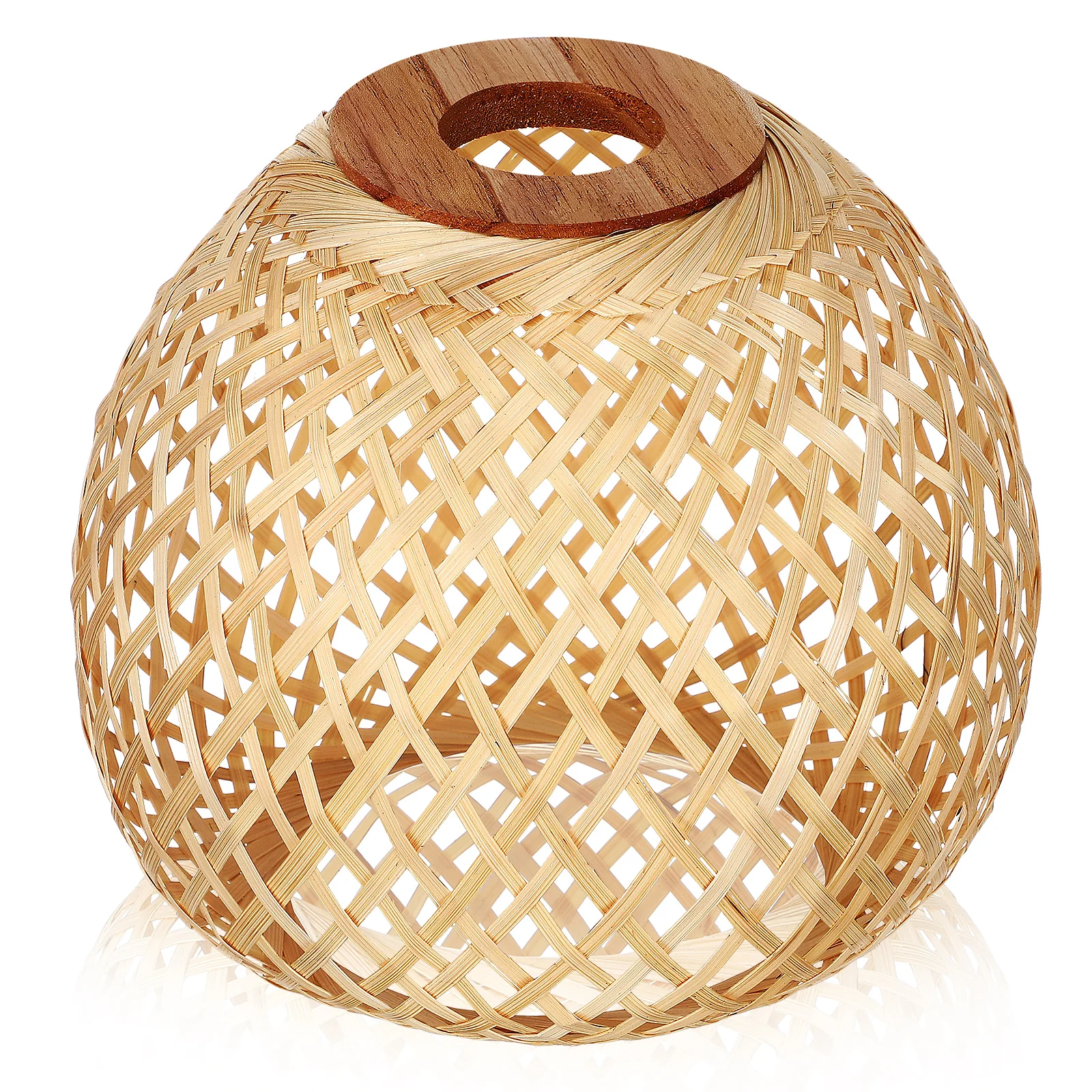 

Bamboo Woven Lampshade Rattan Pendant Shade Handmade Beige Replacement for Ceiling Light Table Decoration Lighting