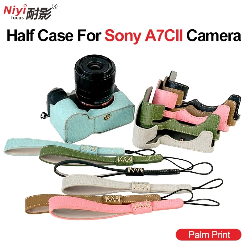 

Camera Base Case For Sony A7CII A7C2 Pu Leather Body Protect Bag PU Leather Case Half Base Wrist Band Strap for Sony A7CII