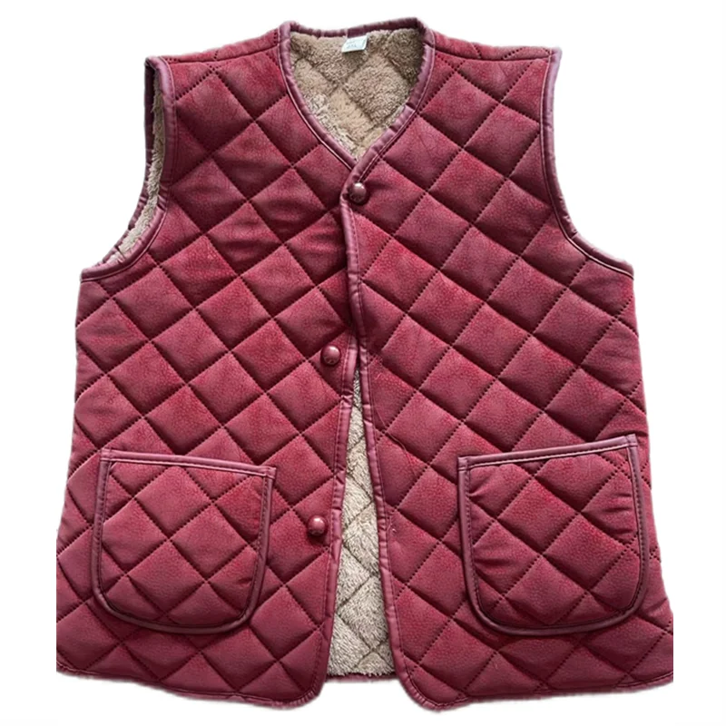 

Women's Velvet Vest Vintage Thickened Warm Sleeveless Waistcoat Fleece-Lined V-neck Button Suede velvet Slim Vest Warm Jacket