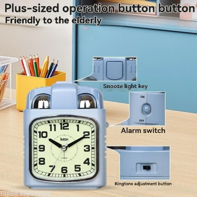 For Bedroom Desktop, Large Square Digital Luminous Clock, Super‑Loud Alarm Silent Movement Wake‑up Accessory