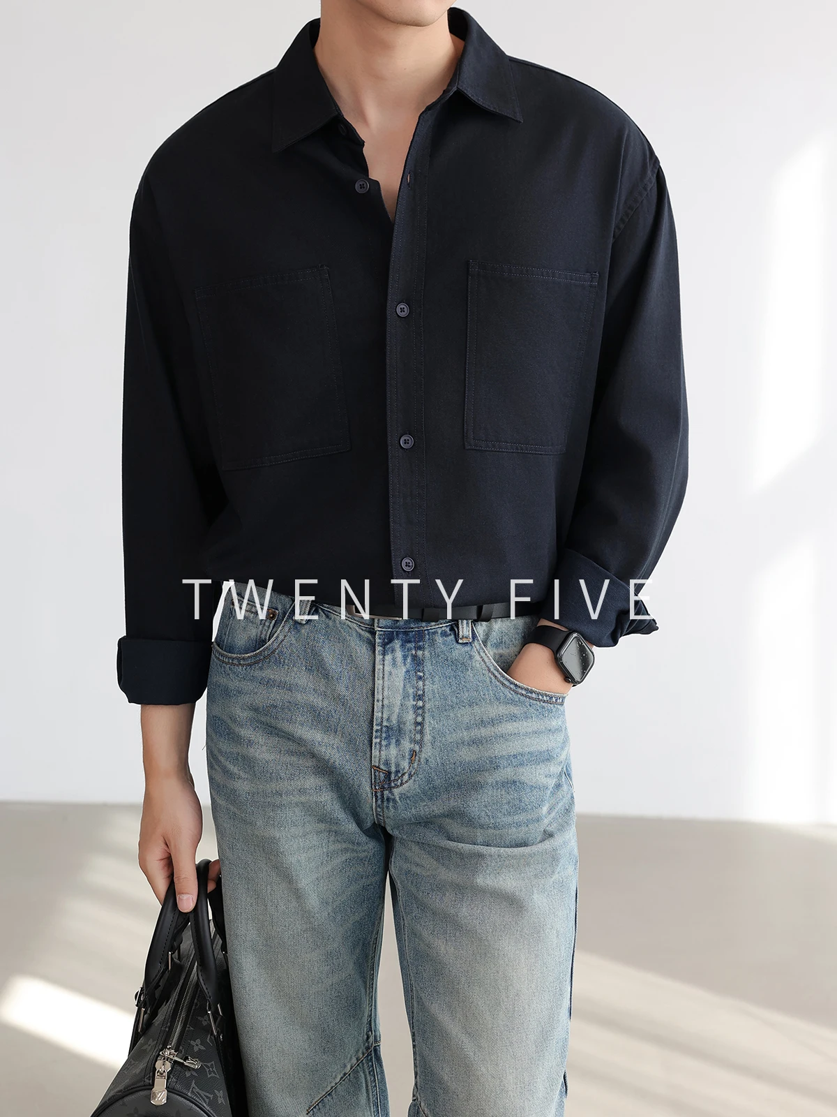 Loose Fit Men's Long Sleeve Shirt Mixed Fiber Lyocell Cotton Casual Commute Style Comfortable Breathable Skin-Friendly Shirt