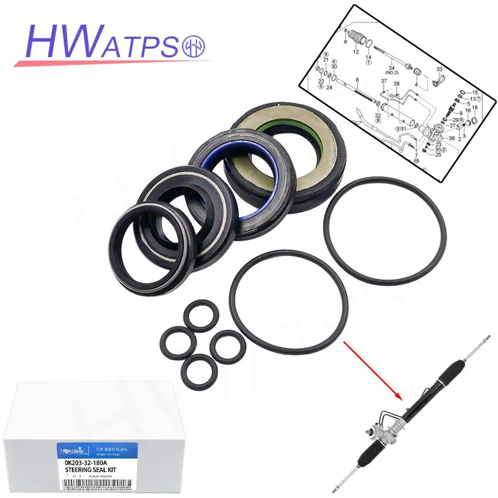 0K20332180A Power Steering Rack Gear Gasket Seal Kit For Kia Carens I II Sephia Spectra Shuma Naza Citra 1.8L 0K203-32180