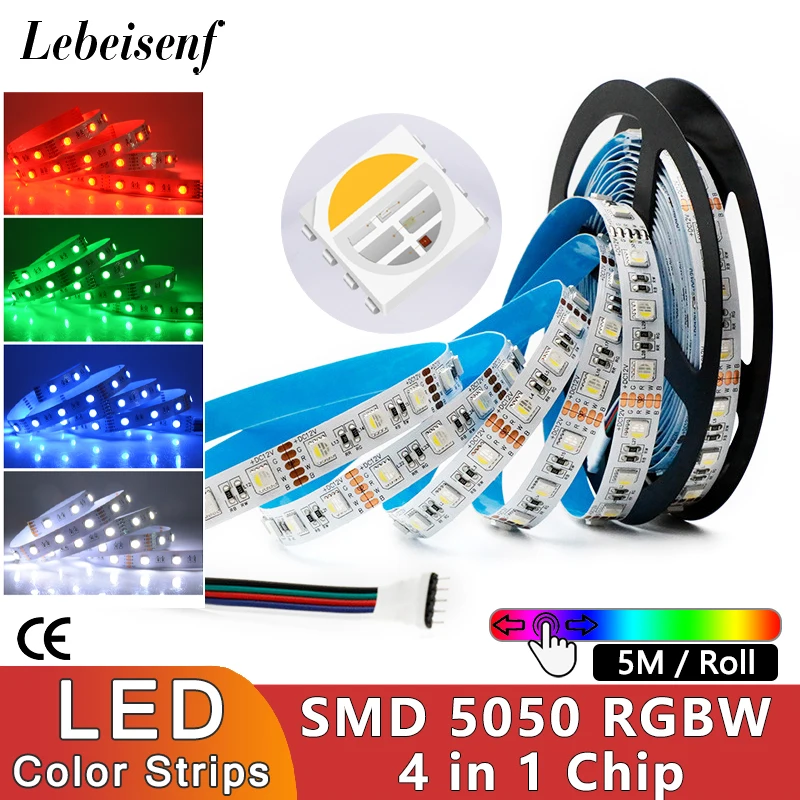 

New RGBW RGB WW 4 in 1 SMD 5050 LED Strip 12V 24V 60 LEDs/M 5M/Roll White FPC Flexible IP20 IP65 IP67 Waterproof Tape Light Bar