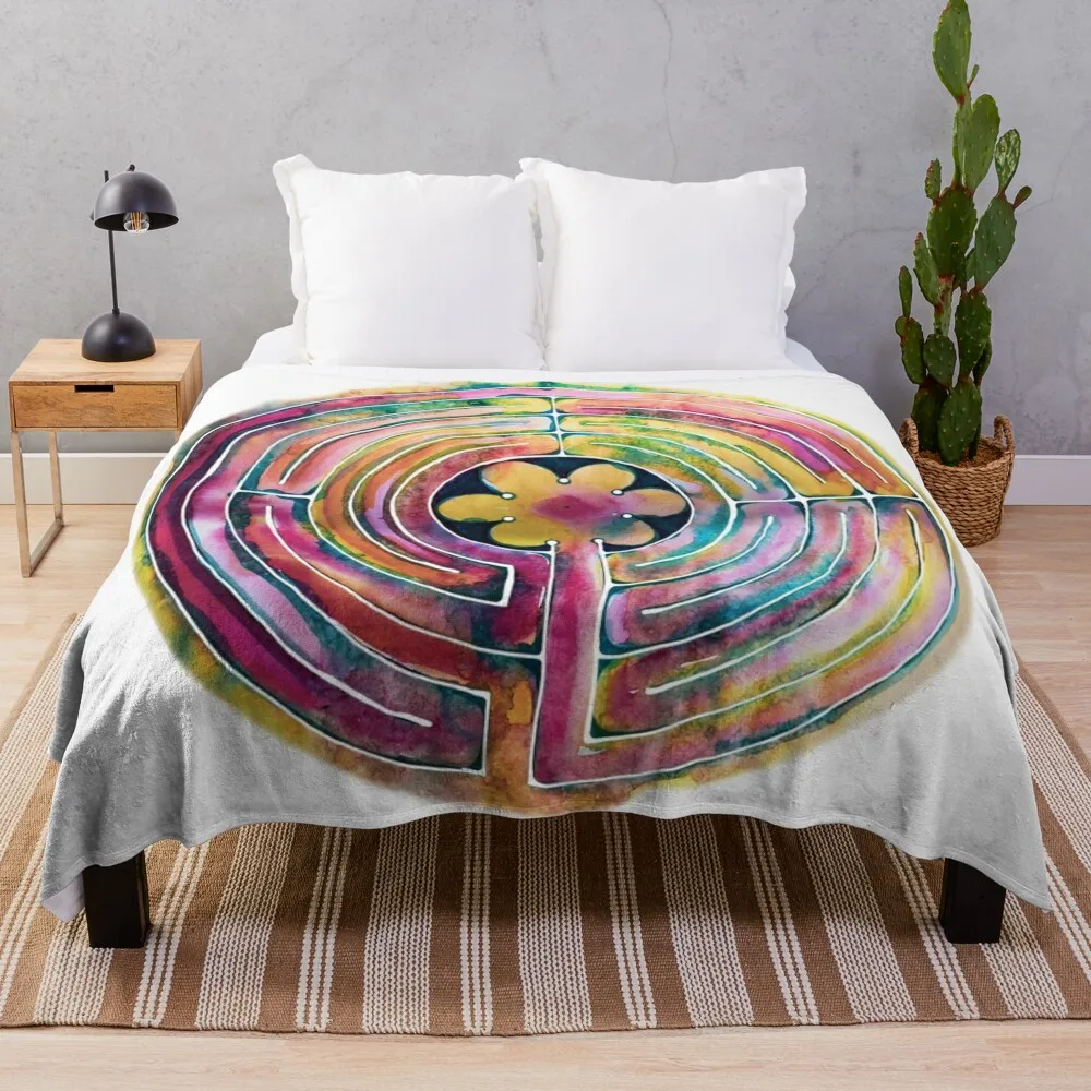 

Watercolor Labyrinth Throw Blanket Warm Cozy Throw Blanket for Living Room Couch