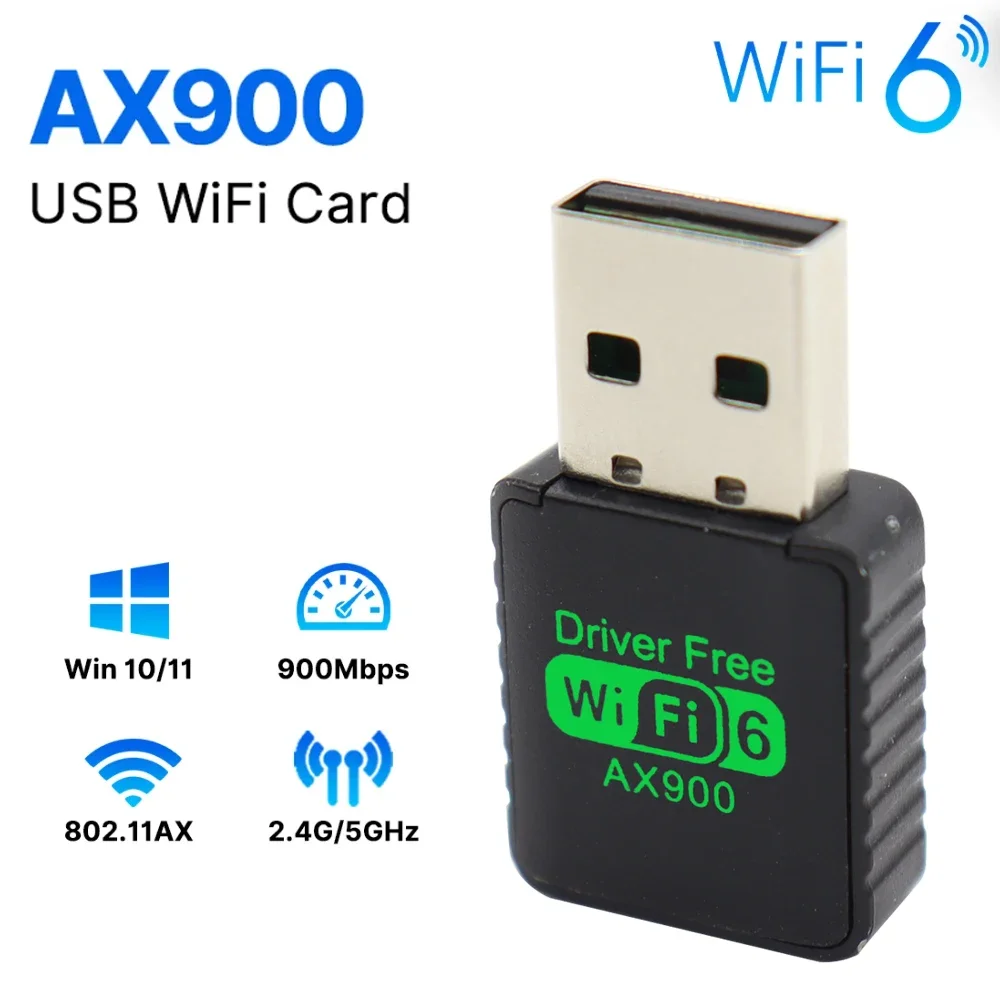 WIFI 6 Adapter AX900 Network Card 2.4G&5GHz Dual Band Signal Reception USB Dongle For Laptop Driver Free Wireless Wlan Receiver