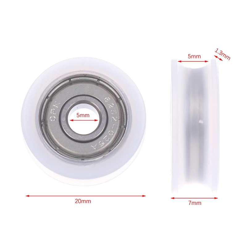1Pcs 625ZZ 5*20*7mm Accessories U-shaped Groove Of Bearing Pulley Flat Wheel Roller Furniture Door Window Display Cabinet Track