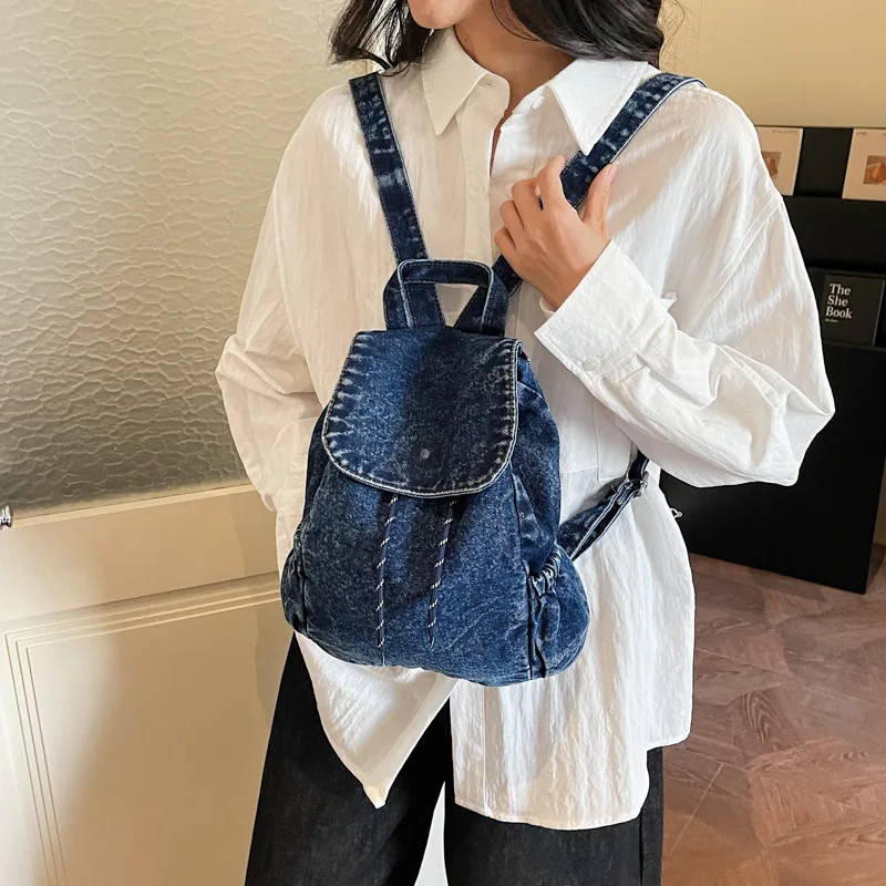 

New Denim Backpack Women Vintage Street Fashionable and Versatile Shoulder Bags Large Capacity Casual and Simple Commuting bags