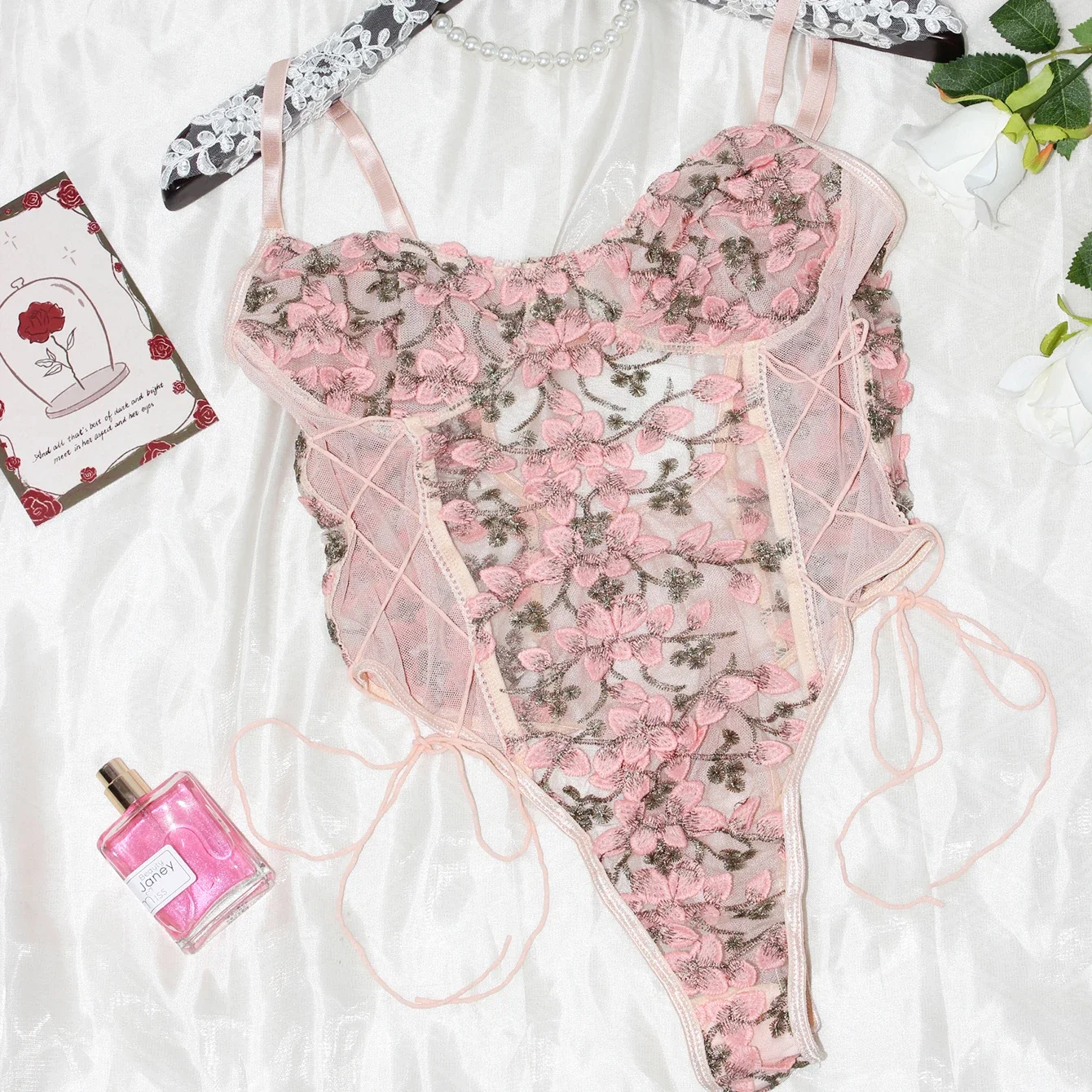 Mono Sexy con estampado de flores para mujer, corsé fino transparente, ropa de verano, Mono de una pieza con sujetador, 2024