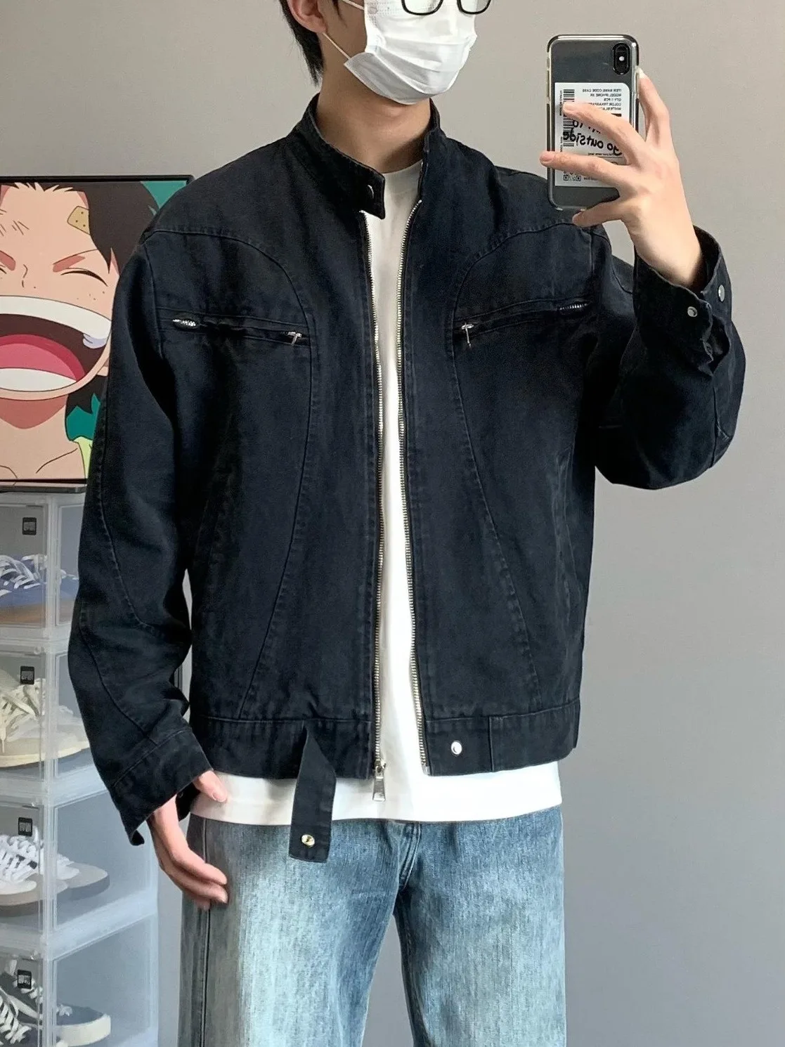 

Retro American Sle Men's Casual Harington Jaet ort Zipper Design Workwear Coat Youth ular Polyester Nylon Cosite ...