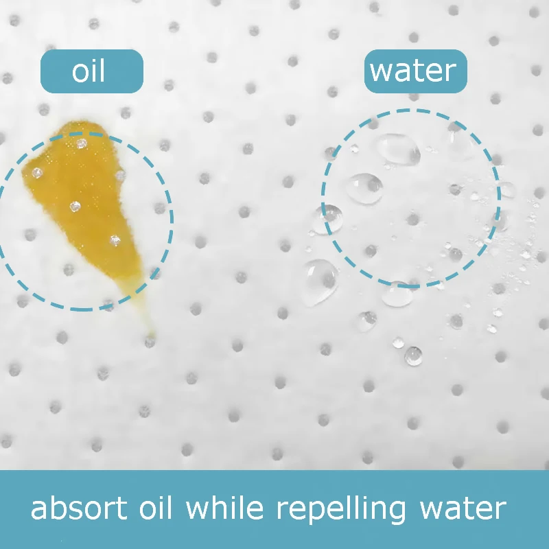 100% PP بولي بروبيلين Meltblown لفة ماصة للزيت وسادة تحكم في تسرب الزيت فعالة للغاية في لفات تنظيف الملابس