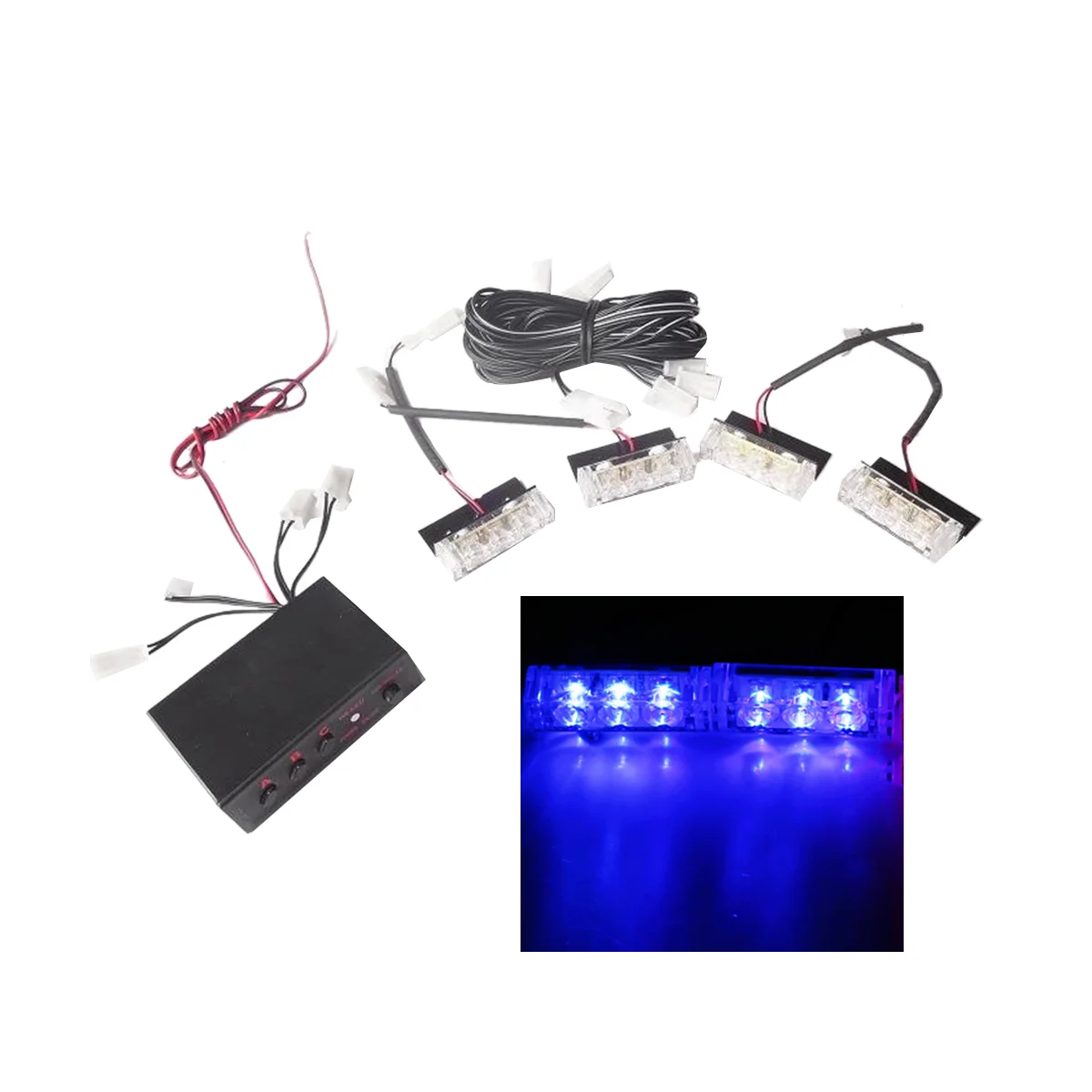 One Drag Four Strobe Lights Strobe Lights Signal Lights Car LED Lights General Car Supplies,Blue Light