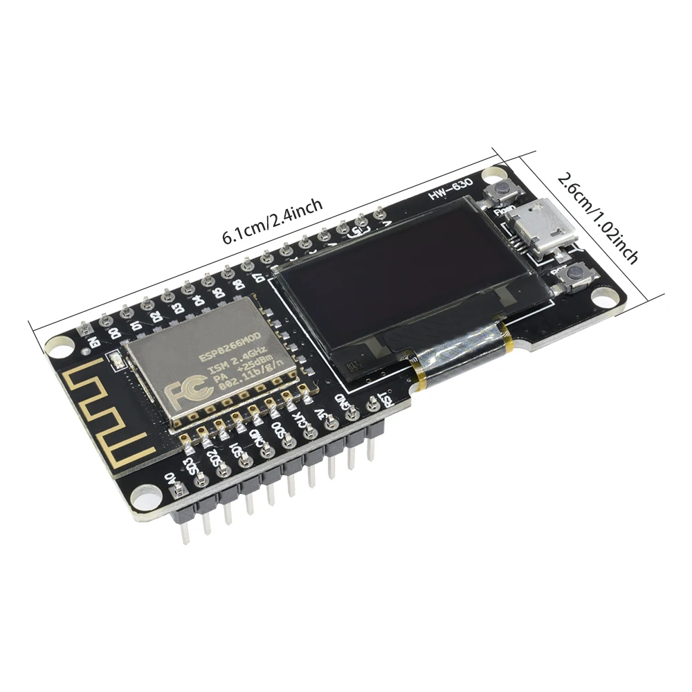 ESP8266 ESP-12F WIFI Module Wireless CP2102 Development Board 0.96 inch OLED Display with Pin for Anrduino NodeMCU WeMos