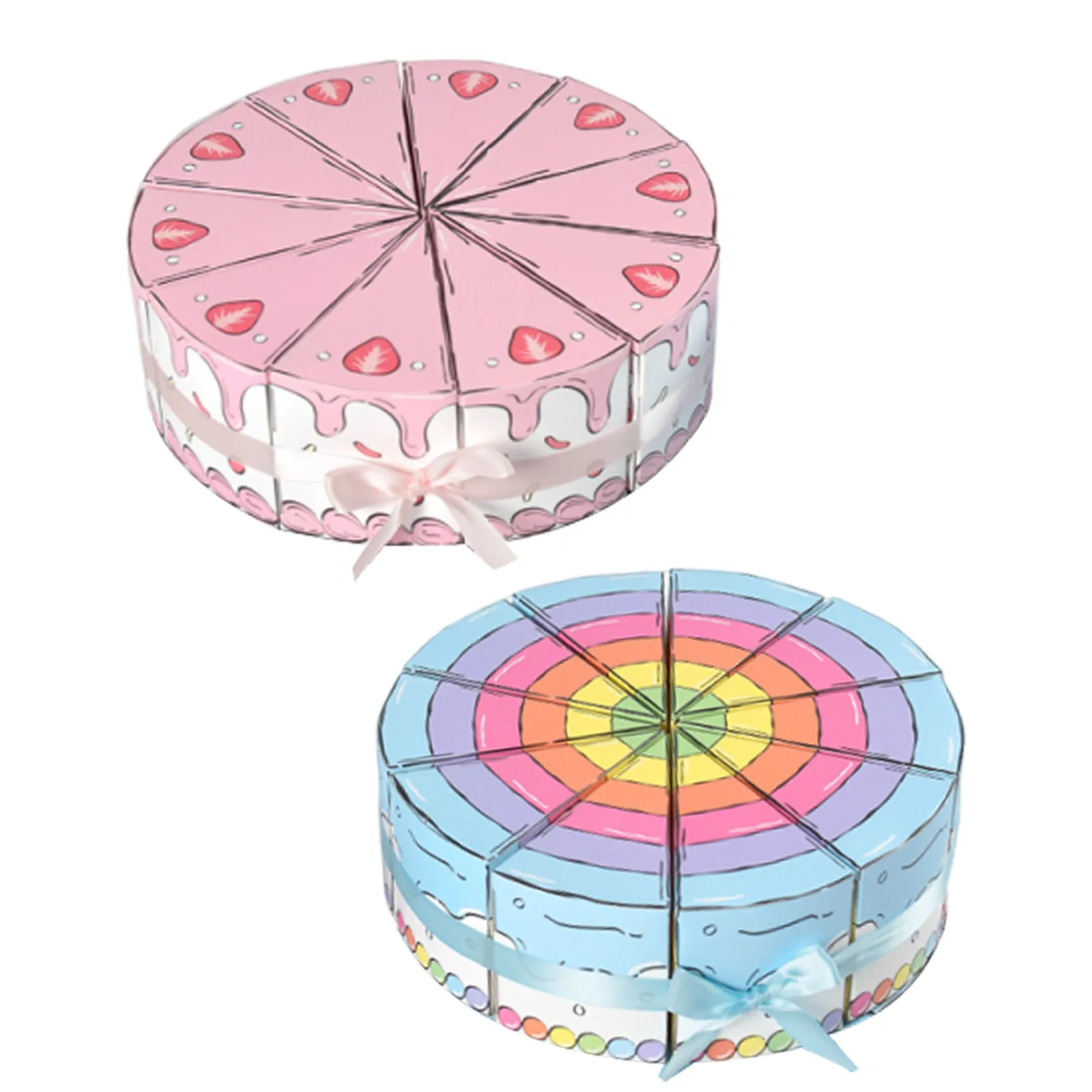 2Sets Cake Slice Shaped Triangle Candy Boxes Festive Birthday Party Favor Boxes Interactive Reveal Design for Weddings Christmas