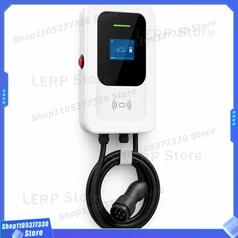 7kW Type 2 EV Charger 32A Single Phase Wallbox Smart Home Charging Station with 4G LTE App Energy Monitor for Electric