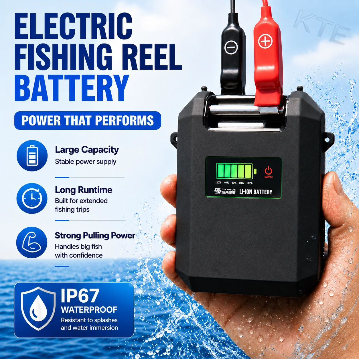 Electric Fishing Reel Battery 14.8V 6800mAh 7500mAh with LCD Display Waterproof for Daiwa Shimano Ecooda Sea Fishing Reels