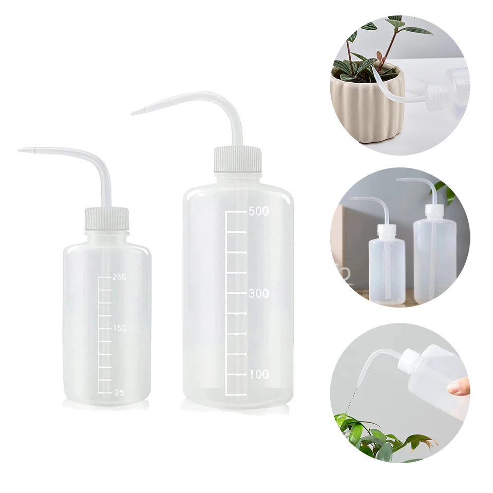 250/500ML Transparent Plastic Squeeze Watering Bottle Long Spout Pouring Kettle Succulent Plant Flower Watering Gardening Tool