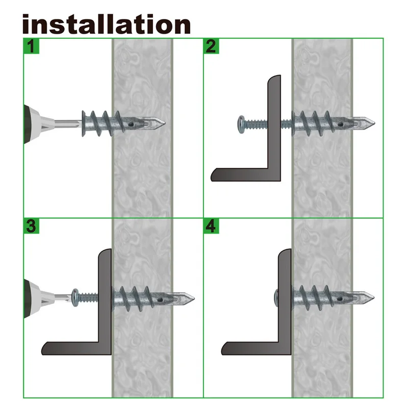 10/15/20Pcs Zinc Alloy Plasterboard Drywall Anchor Hollow Wall Self-drilling Wall Plug with Tapping Screw Drywall Bolt