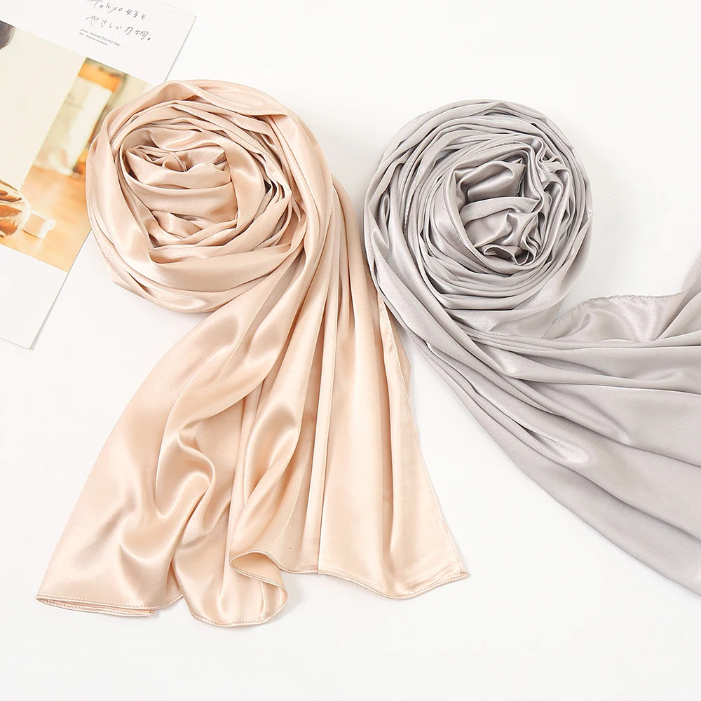 Silk Satin Hijab Scarf Muslim Women Veil Headwraps Shawls Islam Silk Headscarf Muslim Fashion Islam Clothing Ramadan